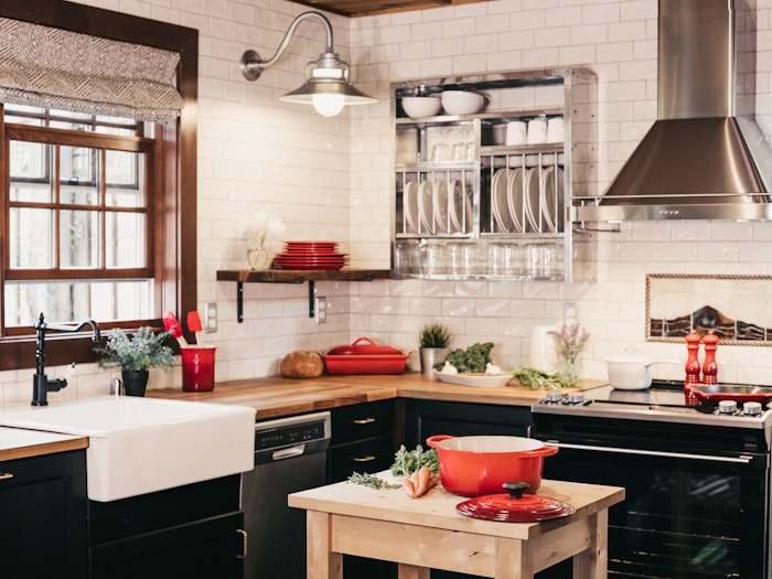 New modern kitchen sink after installation